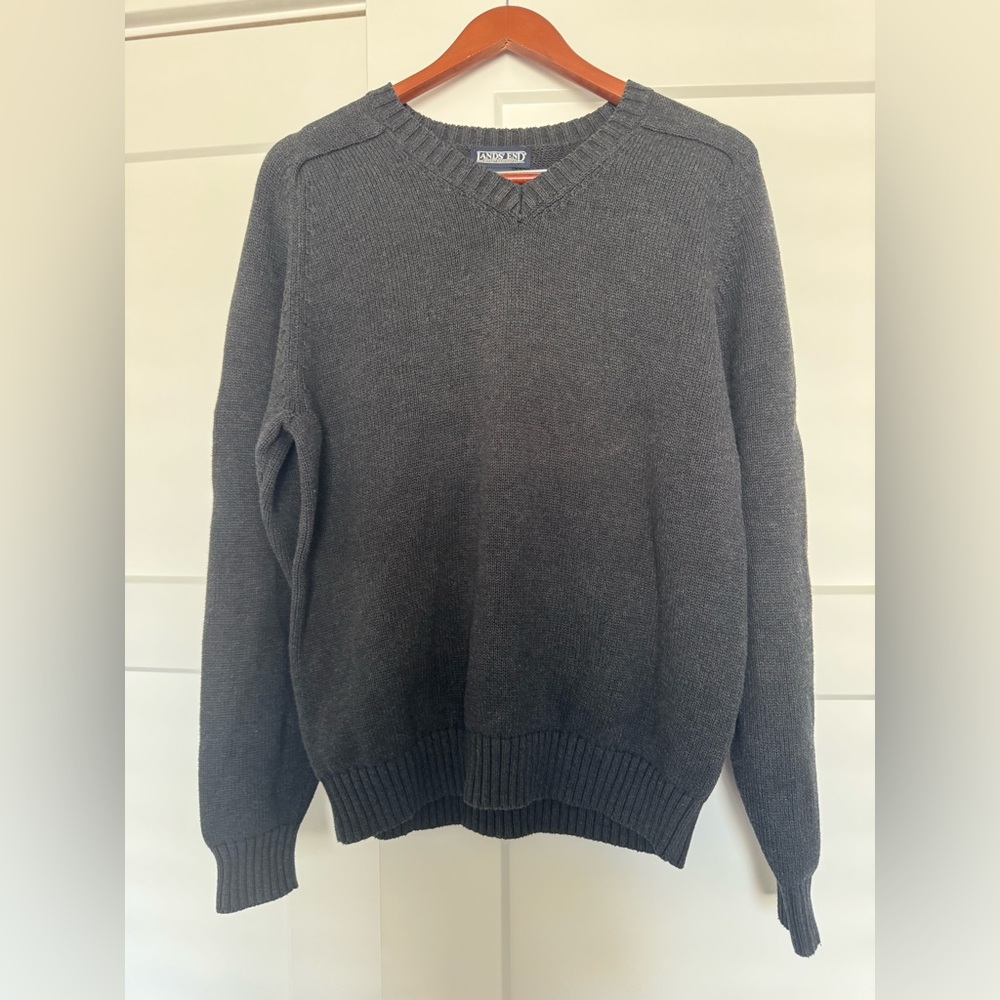 Lands' End Men's Charcoal V-Neck Sweater
